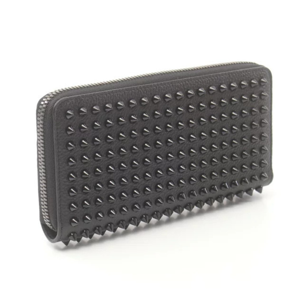 Christian Louboutin Black Leather Wallet Round PANETTONE Long